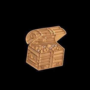 Vintage Gold Tone Treasure Chest Jewelry Pin